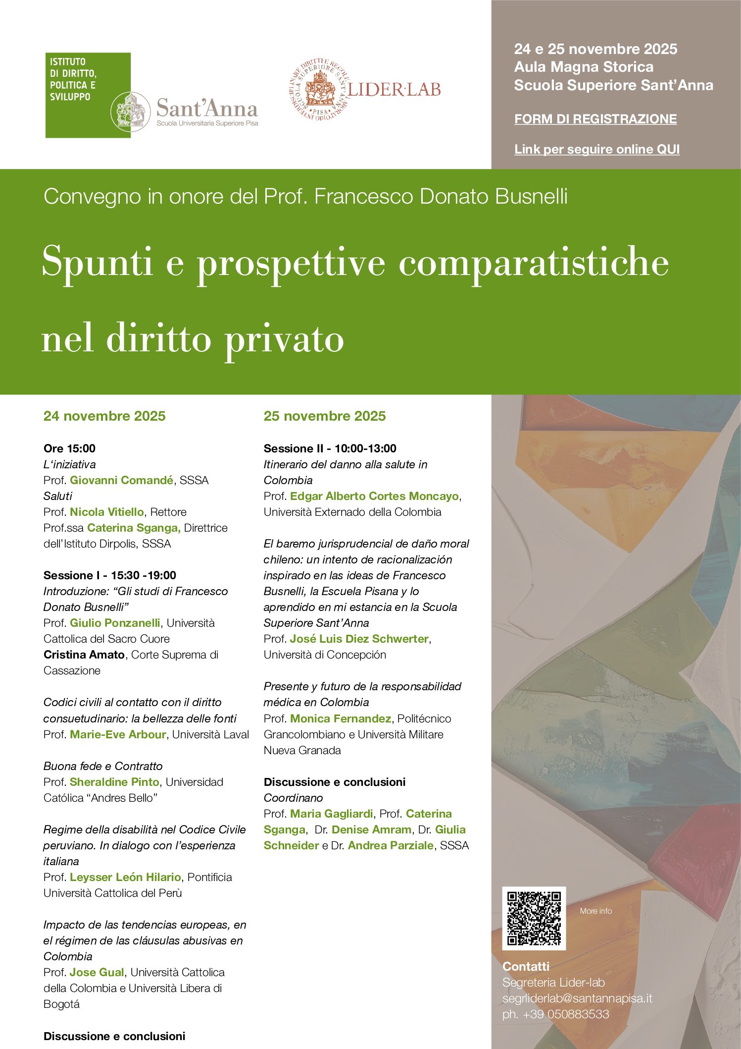 Spunti e prospettive comparatistiche nel diritto privato – Convegno in onore del Prof. Francesco Donato Busnelli